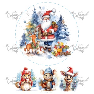 Printed wafer Christmas Model 17, Ø 20 cm and 3 decorations, A4 - Confectioner Istet - Img 1