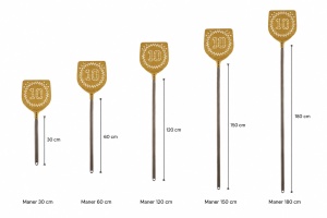 Professional Square Perforated Pizza Shovel Model 10 Gold, Anodised Aluminium 33x33 cm, Handle 30 cm - Img 2