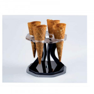 Rotating Serving Stand 4 Ice-Cream Cones, Frosted Plexiglas, Ø15.5xH14cm - Img 2