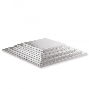 Set of 10 Silver Square Cake Plates, 40 x 40 x H 1.2 cm - Img 2