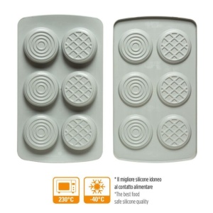 Set of 2 Silicon Biscuit Moulds 2 Models 2.87 - 3 x 1.65 - 1.75 x H 0.1 - 3.5 cm, 6 cavities - Img 6