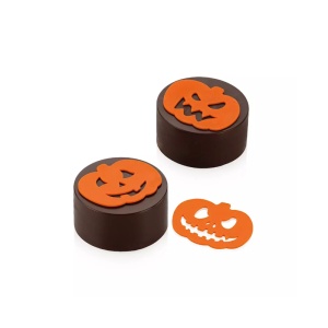 Silicon Decor Top/Insert Mould, Pumpkin 6 x 5 x H 0.2 cm, 6 cavities, 2.8 ml