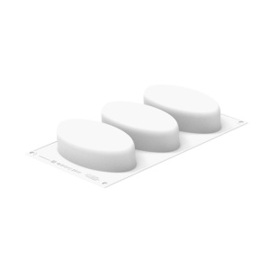Silicon Ellipse mould 14.8 x 7.6 x H 4 cm, 3 cavities x 335 ml - Img 2