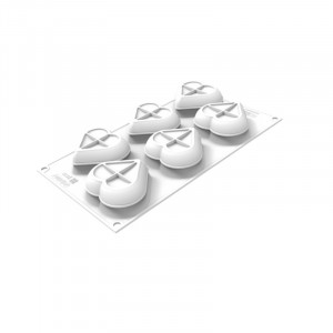 Silicon mould Heart 7.8 x 7 x H 3 cm, 6 cavities x 85 ml + cutter - Img 2