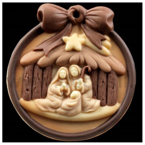 Silicone mould Decoration of the Nativity of Christ, Ø 11 x H 1.2 cm - Img 1