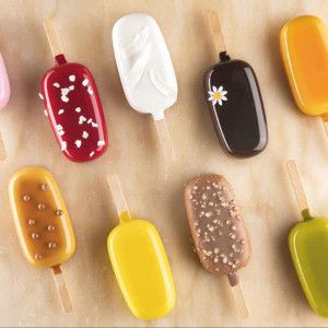 Silicone mould Ice Cream on Capri stick 3 cavities, 90 ml - Img 2