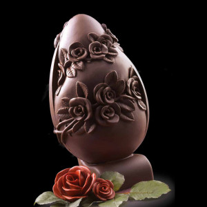 Silicone Mould Medium Egg Decorated with Roses, Ø 12 x H 18.5 cm - Img 1