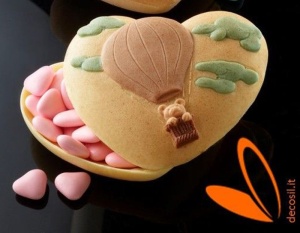 Silicone Moulding Heart Box with Flying Balloon Decoration, Ø 9.4 cm - Img 1