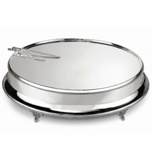 Silver-plated Brass Round Cake Stand, Ø 70 x H 20 cm, Royal Queen style