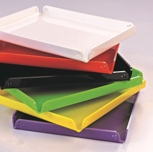 Straight-edged tray, White Plexiglas, 40 x 14.5 x H 2 cm - Img 2