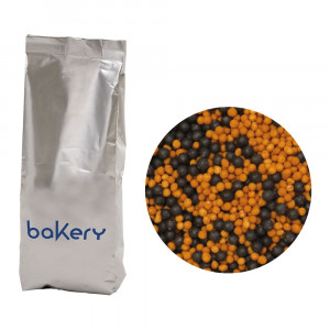 Sugar Pearls Colourmix - Orange and Black Ø 1.5 mm, 1 Kg