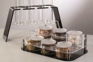 Suport cu 6 Cutii Multiuz Capac Detasabil, Plexiglas Negru/Transparent, 50 x 33 x H 18 cm - Img 3