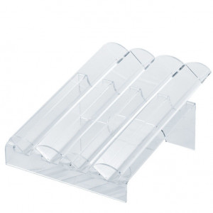Suport Macarons 4 Coloane Inclinate, Plexiglas Transparent, 33 x 27 x H 14.5 cm