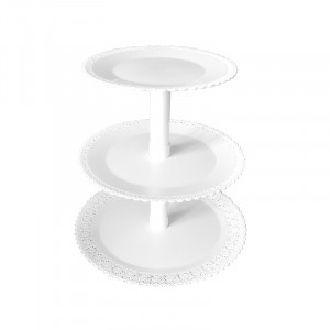 Suport Tort/ Bufet 3 Etaje, Plastic Alb, Ø 25-30-35 x H 8 cm - Img 1