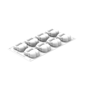 Szilikon forma Nyuszik 7,6 x 5 x H 2,9 cm, 8 üreg x 70 ml + vágóeszköz - Img 3