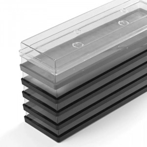 Tálca Egyenes élek, Fekete plexi, 39,55 x 11,9 x H 1,25 cm - 2 db-os készlet - Img 3