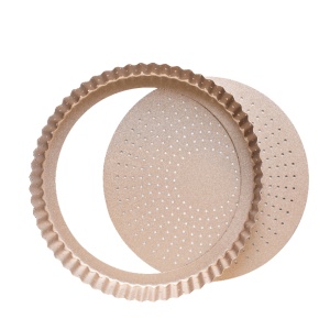 Tava Tarta Perforata Margini Festonate si Baza Detasabila Roz Ø 30 x H 4 cm, Metal Antiaderent