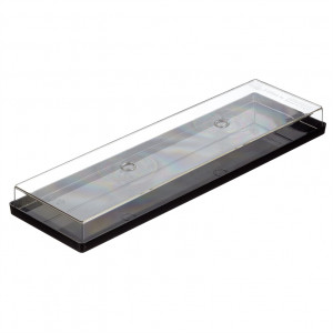 Tavita Margini drepte, Plexiglas Negru + Capac Transparent, 39 x 10.9 x H 3.2 cm
