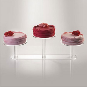 Torta / büféállvány, lineáris modell, 3 polc, átlátszó plexi, 88 x 26 x H 26 cm - Img 3