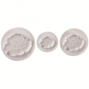Trandafiri - Decupatoare Plastic cu Extractor Ø 3.5 - 7 cm, Set 3 Buc