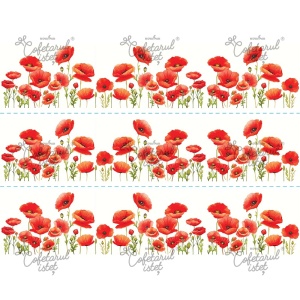 Vafa imprimata Flori Model 10 - 3 Decoruri Laterale Tort 6.5 x 28 cm, A4 - Cofetarul Istet