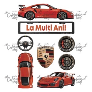 Vafa imprimata Pentru El Model 20 Porsche, 8 Decoruri Ø 5 - 18 cm, A4 - Cofetarul Istet