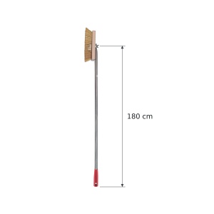 Vatra sütőkefe, 22,5 cm, sárgaréz szálakkal, 180 cm-es rozsdamentes acél fogantyúval, piros