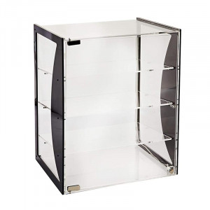 Vitrina Banc Neutra 4 Planuri Expunere, cu Leduri, Plexiglas Transparent/Negru, 39.5x32.5xH50.5