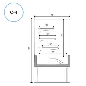 Vitrina ventilata Kristall cu unitate de racire, fara spatiu de depozitare, 120 (L) x77 (l) x138 (H)cm - Img 3
