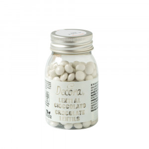White Chocolate Flattened Pearls Ø 10 mm, 80 gr - Img 1