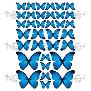 Ваза с пеперуди, модел 2, синя, 34 декорации Ø 3,5 - 8,5 cm, A4 - Сладкарски изделия