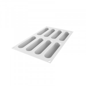 Силиконова форма Ecler Kit 12,2 x 2,6 x H 1,6 cm, 8 кухини 40 ml + микроперфорирани подложки 16 кухини - Img 5