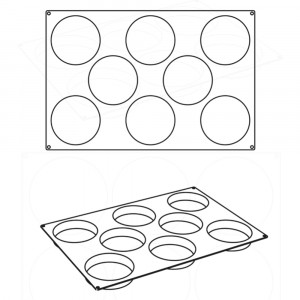 Форма Pavoflex 60x40cm Ø14xH3cm дискове, 8 кухини, 130 ml - Img 3
