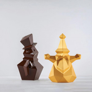 3D Снежен човек, 12,5 x 12,1 x H 20 cm, Matrite Plastic Комплект 2 предмета Шоколад - Img 2