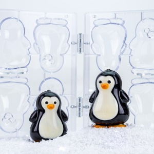 3D Chocolate mould, Rigid Plastic with Clamp, Penguin 7.95 x 7.55 x H 11.4 cm, 45 gr - Img 1