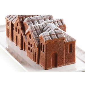 3D Silicon Trunk Shape Winter Town 21.8 x 8.8 x H 8 cm, 1200 ml - Img 1