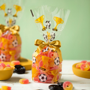 Bags S with Base, Cellophane with Football Pattern, 12.5 x 3 x H 24 cm, Set 20 pcs - Img 3