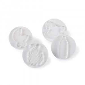 Bebe - Decupatoare Plastic cu Extractor Ø 8 cm, Set 4 Buc