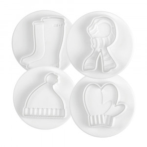 Biscuits or Decorations Winter, Christmas - Plastic Cutters with Extractor Ø 5.5 cm, Set 4 Pieces - Img 1