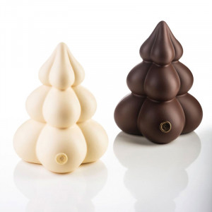 Brad Craciun Blob 3D Ø 15.5 x H 20 cm, Set Matrite Plastic 2 Subiecte Ciocolata - Img 2