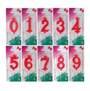 Cake Candle H 7 cm with Stand, Figure 1, Red - Img 2