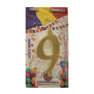 Cake Candle XL H 12 cm, Figure 9, Gold - Img 2