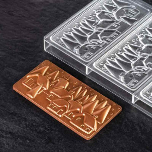 Chocolate bars 15.4 x 7.7 x H 1 cm - Polycarbonate mould Christmas tree, 3 cavities - Img 4