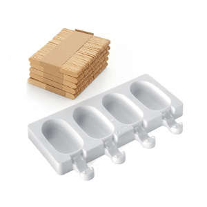 Classic Mini Silicone Ice Cream Tin GEL01M, 4 cavities x Ø 7.3 x H 3.8 cm, 37 ml, 50 sticks - Img 2