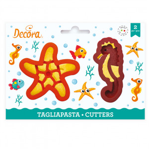 Creaturi Marine - Decupatoare Plastic Ø 7.7 si 8.7 x H 2.2 cm, Set 2 Buc