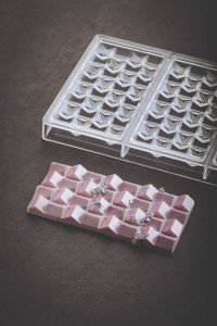 Csokoládétáblák 15,4 x 7,7 x H 1,1 cm - Pixie polikarbonát forma, 3 üreggel - Img 2