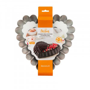 Decorated Heart Tray Ø 24 x H 5 cm, Non-stick steel - Img 1