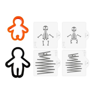 Decupatoare Plastic Halloween -Schelet 6.5 - 8 x 8 - 10.2 x H 2.2 cm + 4 Sabloane - Img 5