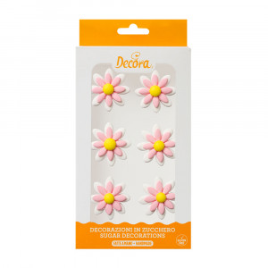 Dekor cukor - Százszorszépek Százszorszépek Fehér Sárga Rózsaszín Ø 3,5 cm, 6 darab
