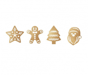 Edible Golden Decorations for Food Decoration, 4 Shapes, Ø 3-4 cm, Christmas Model, 288 pcs - Img 1